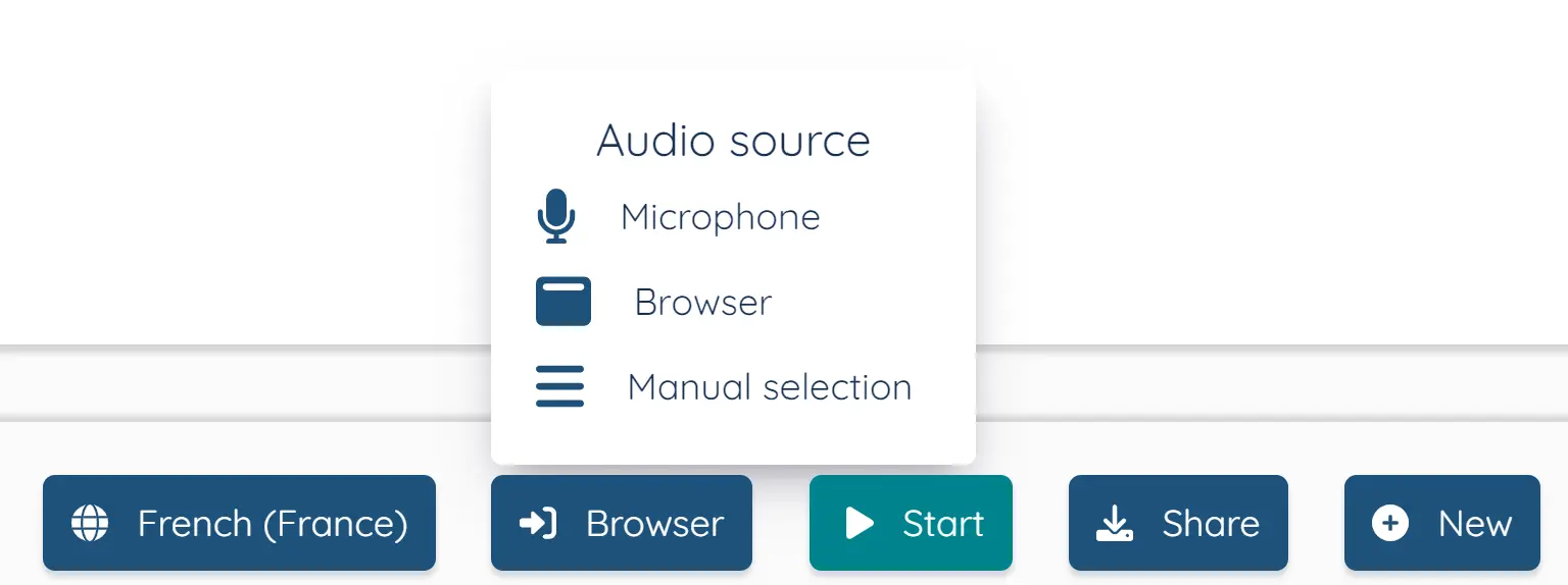 Illustration of audio source selection menu